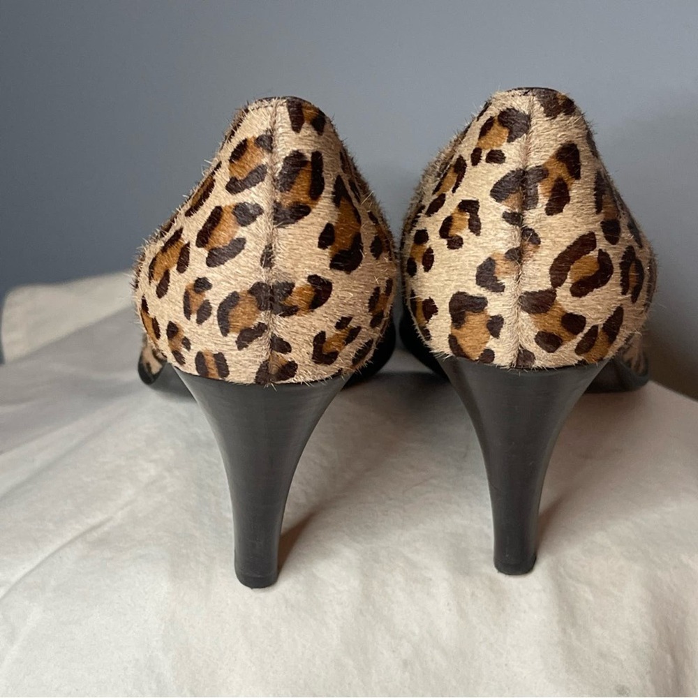 Franco Sarto | Tan Brown Leopard Print Leather Calf Hair 3” Heel Sz 8 - Picture 10 of 12